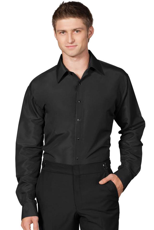 Men's Black Slim Fit Microfiber Shirt