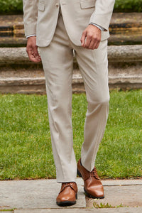 Tan Slim Fit Suit Pants