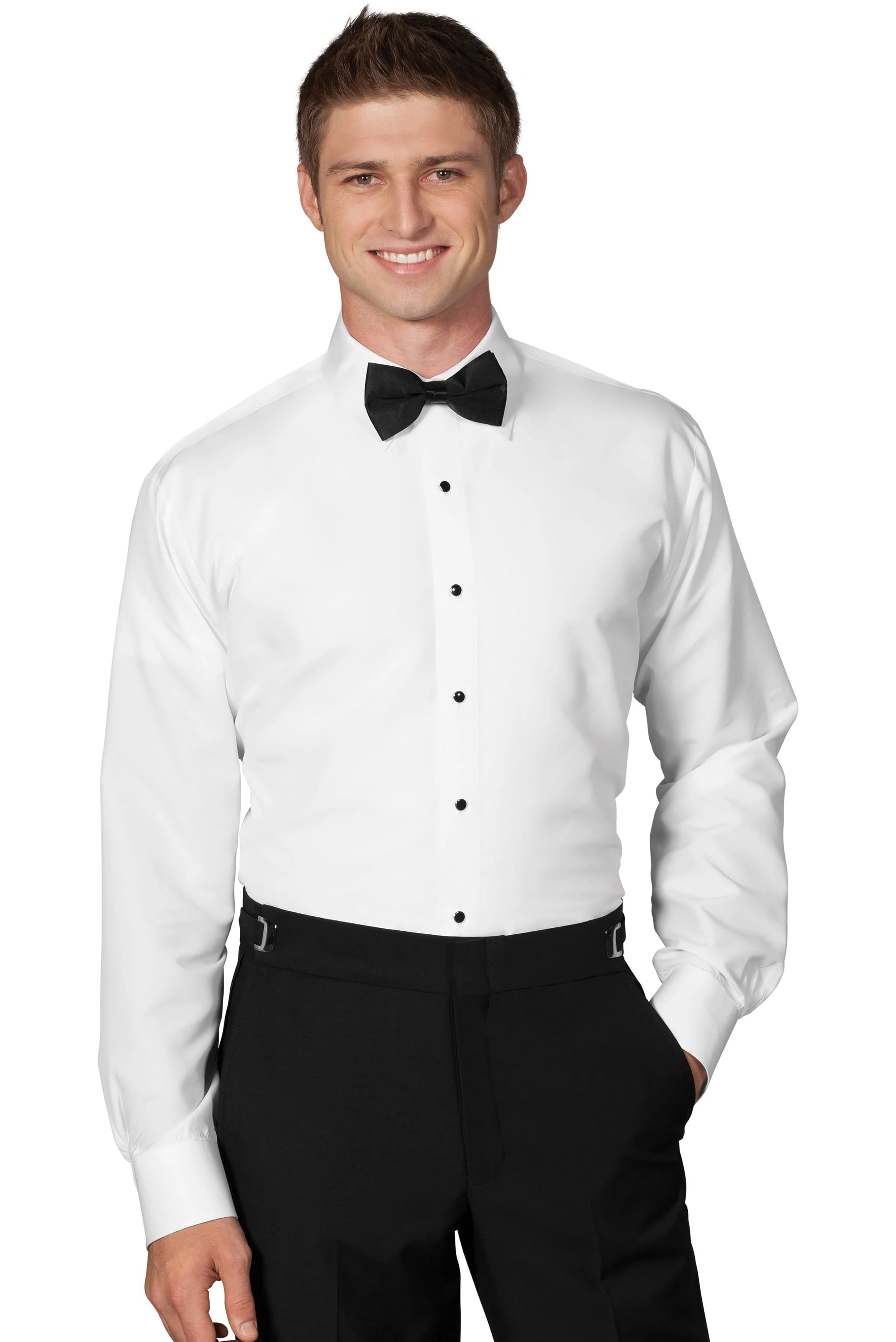 Men's White Traditional Fit Microfiber Shirt